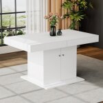 Table � manger extensible - blanc - 140 / 180x80x76cm - 8 places - design moderne