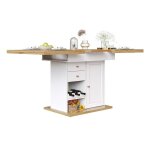 Table  manger table extensible blanche 110 - 140cm avec tagre snack et porte - bouteilles - idale ...