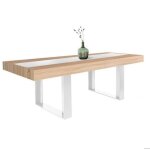 Table  manger extensible - bois et blanc - 160 - 200 cm - 4 - 8 personnes - design contemporain - salle ...