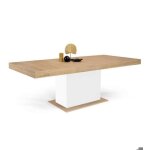 Table  manger extensible - bois et blanc - 160 - 200 cm - 6 - 10 personnes - design contemporain - montage ...