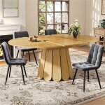 Table a manger extensible bois clair 4 � 6 personnes moderne design table ronde salle manger convertible ...
