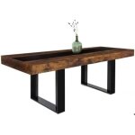 Table � manger extensible bois effet vieilli et noir avec bande centrale noire