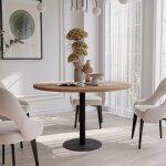 Table à manger extensible borta - 4 - 6 personnes - ronde - chêne / noir - 100 - 176 x 100 x 78 cm Table à manger extensible borta - 4 - 6 personnes - ronde - chêne / noir - 100 - 176 x 100 x 78 cm