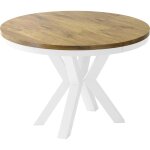 Table � manger extensible ? clara ? ronde ? ch�ne lancelot ? pieds m�tal blanc ? style industriel ? 100 ...