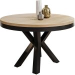 Table � manger extensible ? clara ? ronde ? style loft ? ch�ne sonoma ? pieds noir ? gain de place ? ...