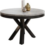 Table à manger extensible ? clara ? ronde ? style loft ? gris béton ? pieds noir ? gain de place ? 100 ... Table à manger extensible ? clara ? ronde ? style loft ? gris béton ? pieds noir ? gain de place ? 100 ...