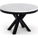 Table  manger extensible ? clara ? ronde ? style loft ? marbre blanc ? pieds noir ? gain de place ? ...