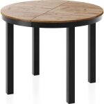 Table  manger extensible ? corin ? ronde ? style industriel ? chne craft ? pieds mtal noir ? 100 - ...
