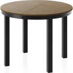 Table � manger extensible ? corin ? ronde ? style industriel ? ch�ne lefkas ? pieds m�tal noir ? 100 ...