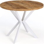 Table � manger extensible ? della ? ronde ? style loft ? ch�ne lefkas ? pieds m�tal blanc ? 100 - 180 ...
