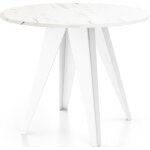 Table  manger extensible ? griffin ? ronde ? marbre blanc ? pieds mtal blanc ? style industriel ? 90 ...