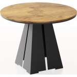 Table  manger extensible ? kova ? ronde ? style industriel ? chne lancelot ? pieds mtal noir ? 100 ...