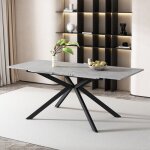 Table � manger extensible - l150 / 180 x l70 x h76 cm - design contemporain - motif ciment - 6 places ...