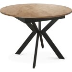 Table � manger extensible ? lily ? ronde ? style industriel ? ch�ne lancelot ? pieds noir ? rangement ...