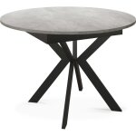 Table � manger extensible ? lily ? ronde ? style industriel ? gris b�ton ? pieds noir ? rangement int�gr� ...