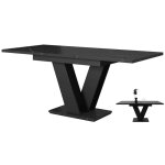 Table � manger extensible massi marbr� noir 120 � 160 cm 6 personnes