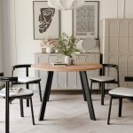 Table � manger extensible monde - 4 - 6 personnes - ronde - ch�ne / noir - 100 - 176 x 100 x 76 cm