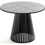 Table à manger extensible ? naro ? ronde ? avec lamelles ? style loft ? gris béton ? pieds métal noir ... Table à manger extensible ? naro ? ronde ? avec lamelles ? style loft ? gris béton ? pieds métal noir ...