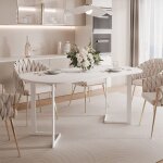 Table � manger extensible padmin - 6 - 8 personnes - ovale - 140x80x76 cm - blanc