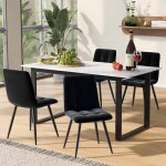 Table � manger extensible pieds de table t�lescopique en fer (dessus de table en mdf blanc avec motifs ...