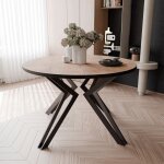 Table  manger extensible ramiro - 4 - 6 personnes - ronde - chne / noir - 100 - 176 x 100 x 76 cm