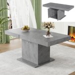 Table � manger extensible - 140 � 180 cm - rangement int�gr� - design b�ton - 8 places