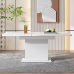 Table � manger extensible avec rangement blanche table rectangulaire multifonctionnelle pour salon / ...