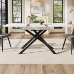 Table  manger extensible rectangle - table de cuisine peu encombrante pieds en fer croiss noirs table ...