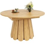 Table � manger extensible ronde 118 - 158x118x76cm table � manger bois 6 personnes avec rangement pour ...