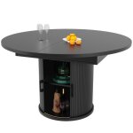 Table � manger table extensible ronde / noir (118 - 158 cm) pour 6 personnes - id�ale salle � manger ...