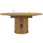 Table � manger extensible ronde / ovale 118 - 158 cm noyer - 6 pers - cuisine / salle � manger / balcon ...