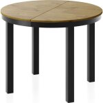 Table  manger extensible ? corin ? ronde ? style industriel ? chne lancelot ? pieds mtal noir ? 100 ...