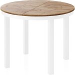 Table à manger extensible ? rowan white ? ronde ? style industriel ? chêne craft ? pieds métal blanc ... Table à manger extensible ? rowan white ? ronde ? style industriel ? chêne craft ? pieds métal blanc ...