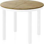 Table à manger extensible ? rowan white ? ronde ? style industriel ? chêne lancelot ? pieds métal blanc ... Table à manger extensible ? rowan white ? ronde ? style industriel ? chêne lancelot ? pieds métal blanc ...