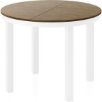 Table � manger extensible ? rowan white ? ronde ? style industriel ? ch�ne lefkas ? pieds m�tal blanc ...