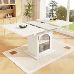 Table  manger extensible - table salle  manger avec espace de rangement et portes en verre pour cuisine ...