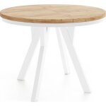 Table  manger extensible ? strato ? ronde ? style loft industriel ? chne craft ? pieds en bois blanc ...
