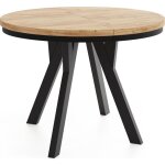 Table  manger extensible ? strato ? ronde ? style loft industriel ? chne craft ? pieds en bois noir ...
