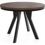 Table à manger extensible ? strato ? ronde ? style loft industriel ? chêne marron foncé pieds en bois ... Table à manger extensible ? strato ? ronde ? style loft industriel ? chêne marron foncé pieds en bois ...