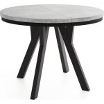 Table  manger extensible ? strato ? ronde ? style loft industriel ? gris bton ? pieds en bois noir ...