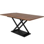 Table à manger extensible téléscopique 120 - 160x80cm avec pieds croisés en métal noir table moderne ... Table à manger extensible téléscopique 120 - 160x80cm avec pieds croisés en métal noir table moderne ...