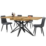 Table � manger extensible - 6 � 8�personnes - 120 / 160x80 cm - pieds �toile - pieds r�glables - noyer ...