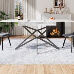 Table  manger extensible - ttable de cuisine pieds de table en forme dtoile plateau de table en imitation ...