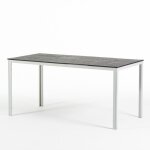 Table � manger dext�rieur thomas avec pieds en acier et plateau en polietil�ne effet bois (156x78 cm ...