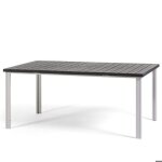 Table � manger dext�rieur thomas avec pieds en acier et plateau en polietil�ne effet bois (180x90 cm ...