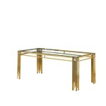 Table � manger flute gold plateau en verre - transparent