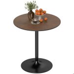 Table � manger - homcom - pour 2 personnes - plateau en placage de bois massif et pi�tement en acier ...