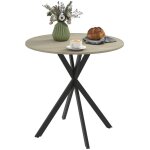 Table � manger - homcom - ronde - pour 2 personnes - plateau aspect bois et pi�tement crois� en acier ...