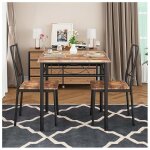 Table � manger mdf et acier - promiracal - ensemble 2 chaises - 75x75x77 cm - style campagne - charge ...