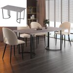 Table � manger moderne 140x80cm - plateau marbre gris mdf - pieds m�tal adjustables - pour 6 personnes ...